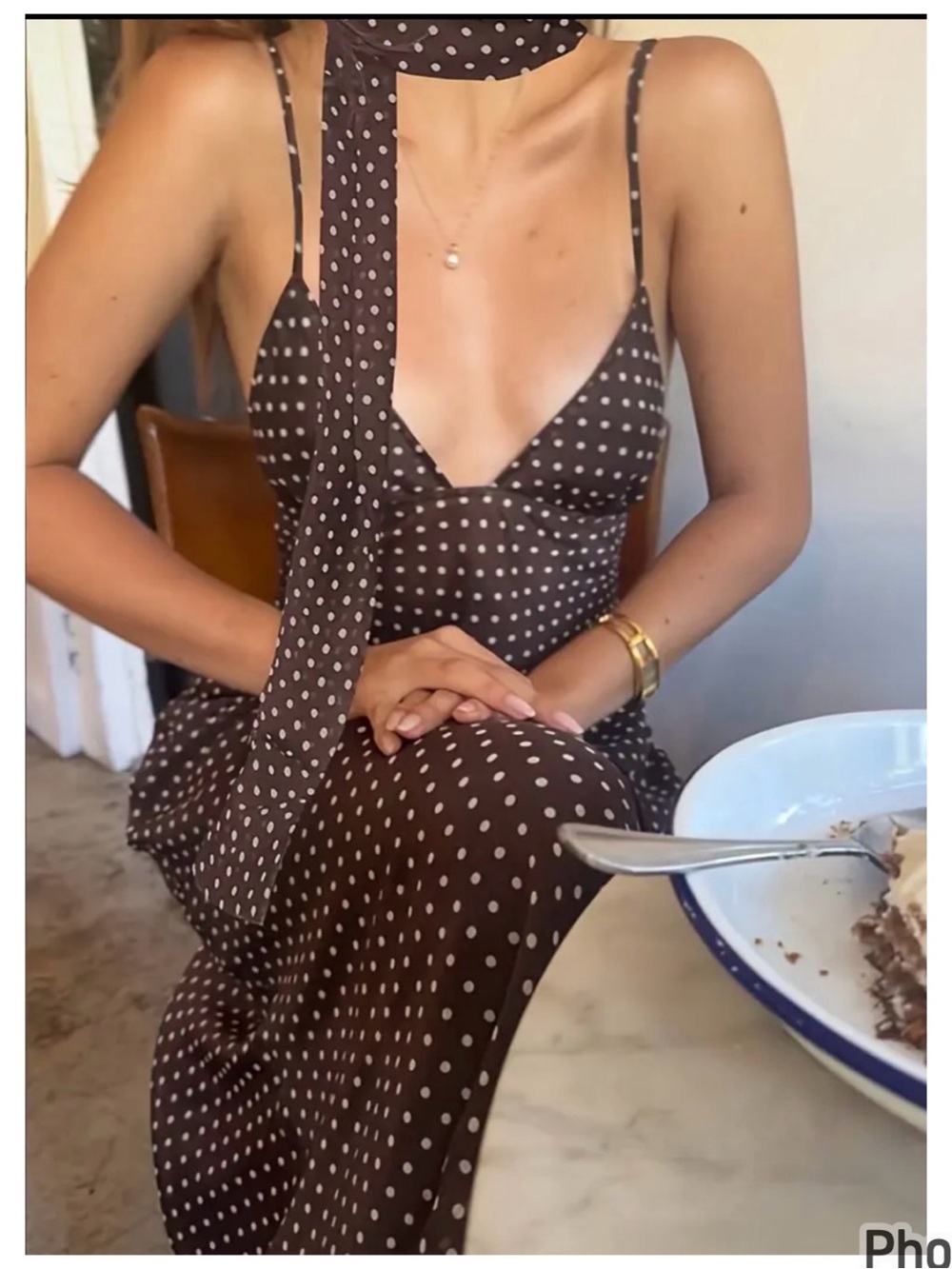 Zara Brown Polka Dot Slip Dress S NWOT - Picture 1 of 13